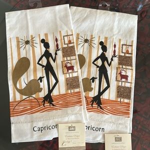 2 Capricorn Astrology Girls kitchen tea towels NWT